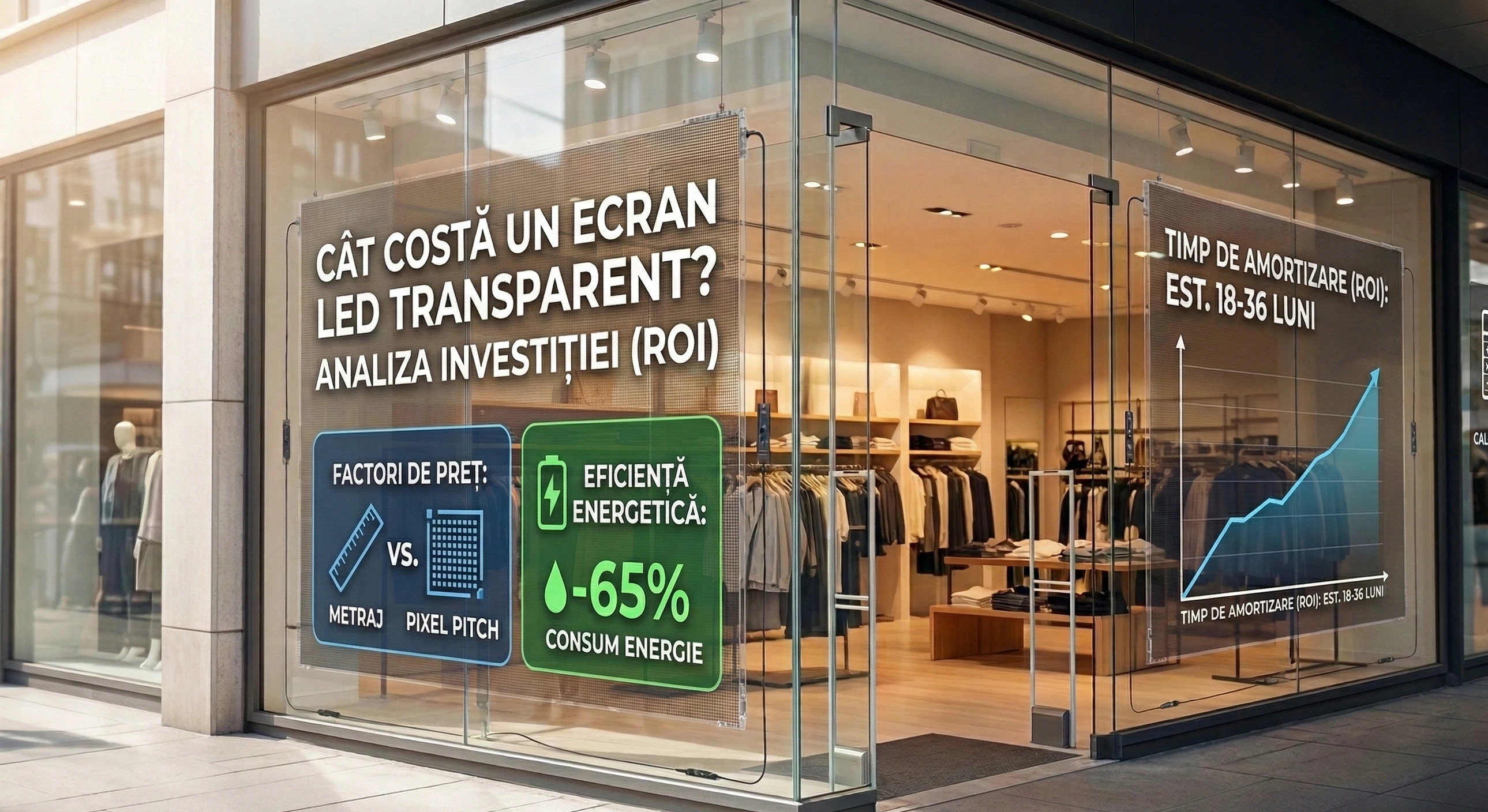 Detalii preț ecran LED transparent