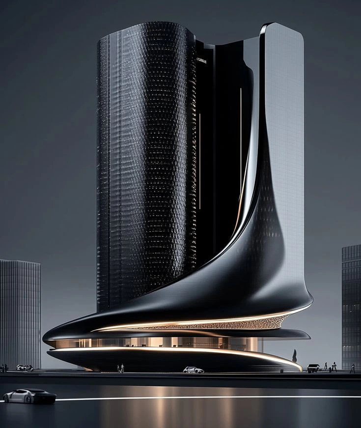 Fațadă clădire de birouri din sticlă cu tehnologie integrată